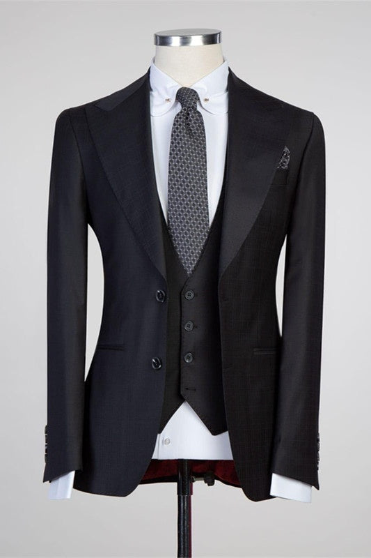 Formal Black Three Pieces Close Fitting Business Men Suits