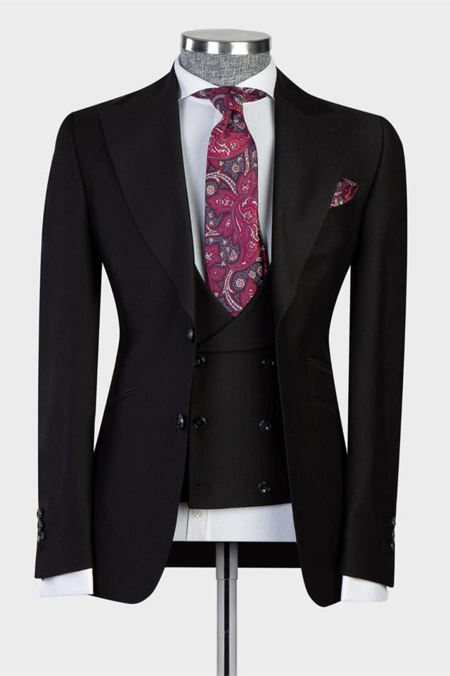 Classical Black 3 Pieces Slim Fit Men's Business Suits