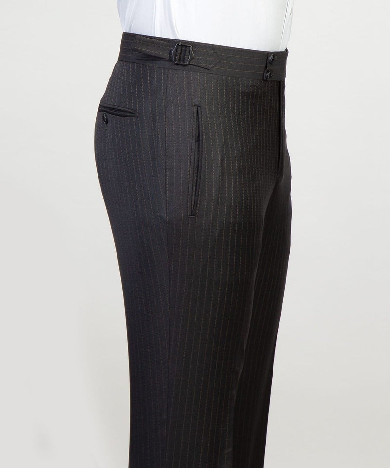 Close Fitting Dark Gray 3 Pieces Pinstriped Business Men Suits