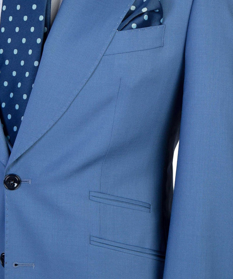 Mild Blue 3 Pieces Peaked Lapel Prom Suits