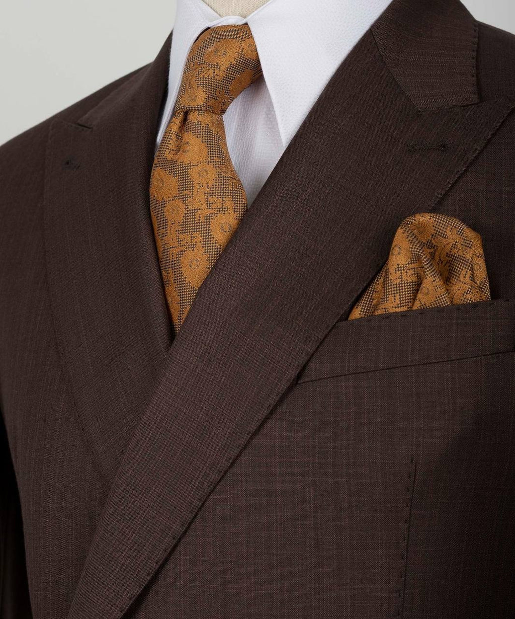 Modern Brown One Button Peaked Lapel Close Fitting Men Suits