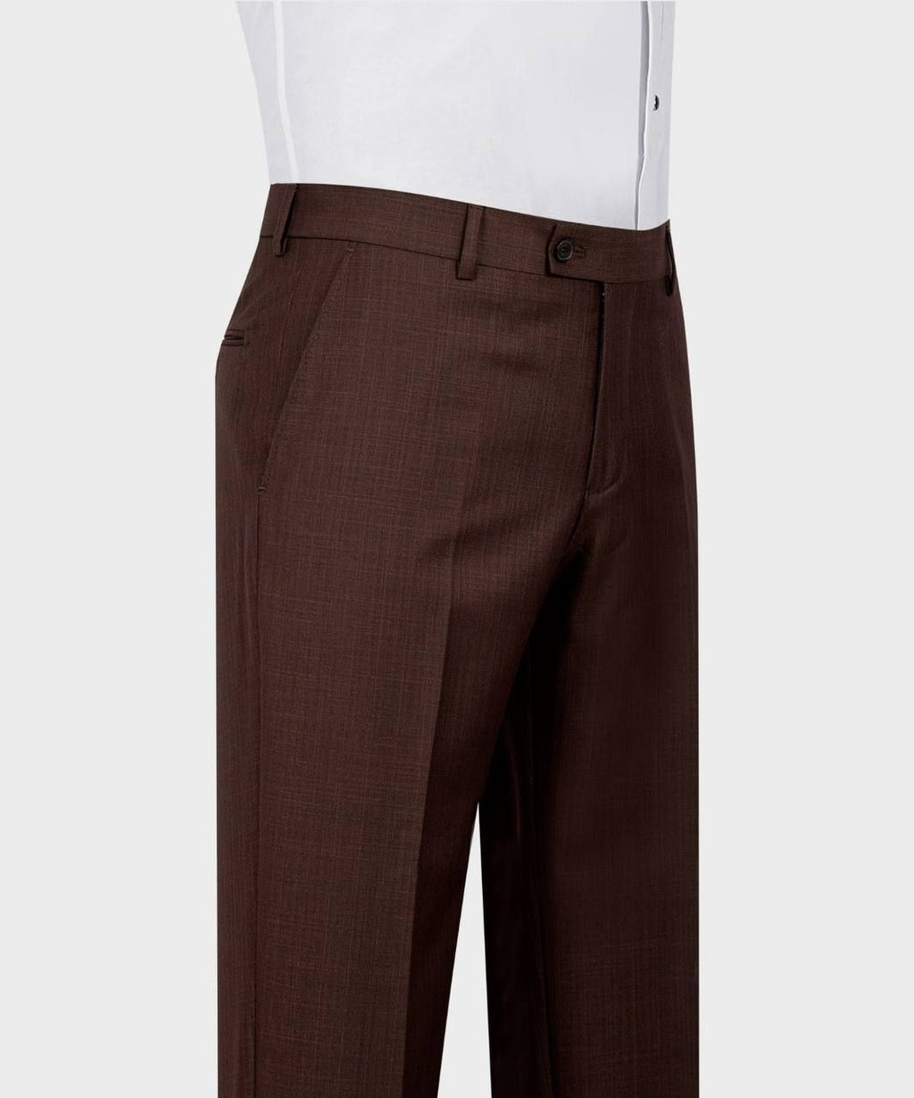Modern Brown One Button Peaked Lapel Close Fitting Men Suits