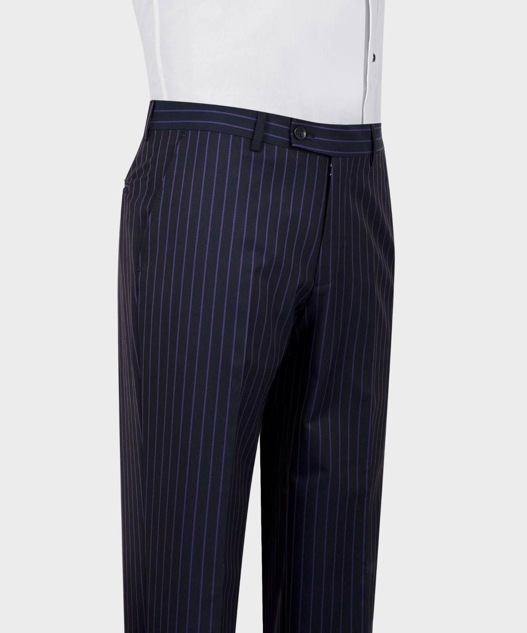 Trendy Dark Navy One Button Striped Peaked Lapel Men Suits