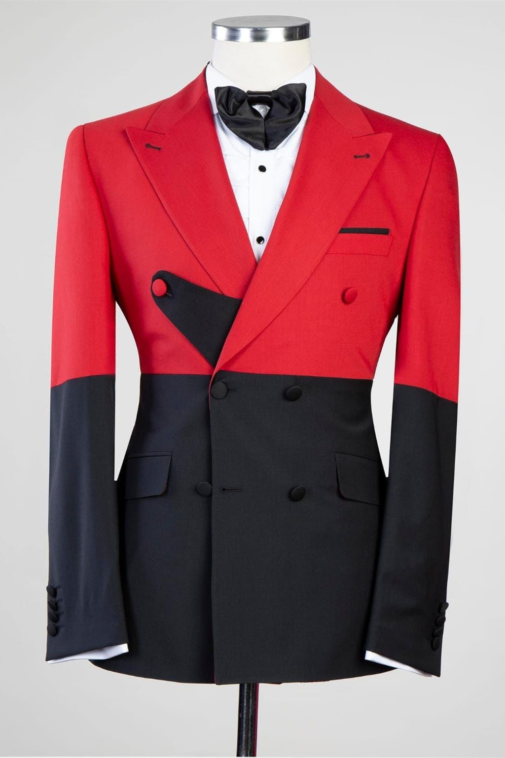 Glamorous Red And Black Double Breasted Prom Men Suits