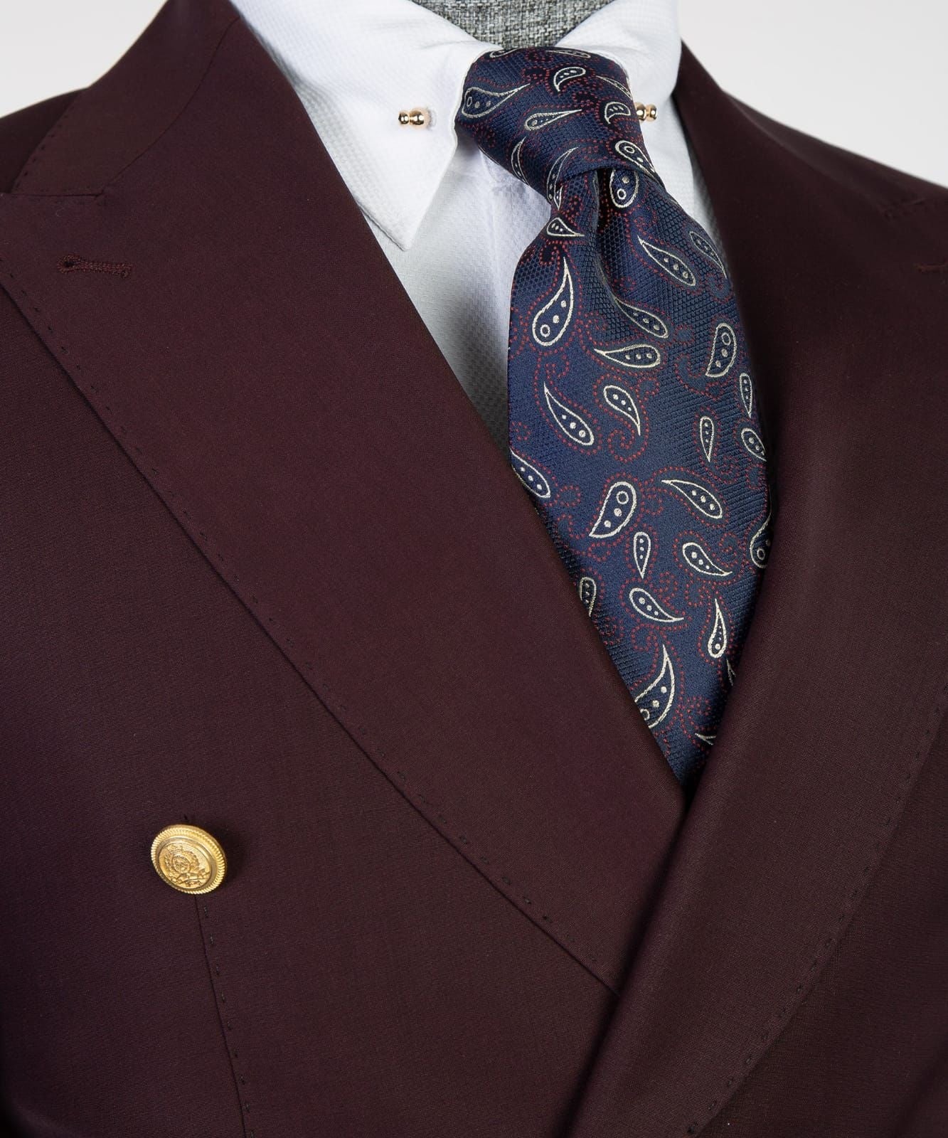 Fancy Coffee Peaked Lapel Double Breasted Business Men Suit