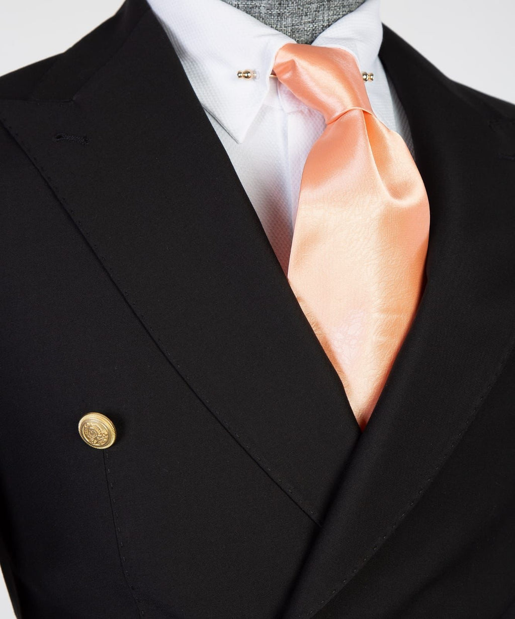Formal Black Peaked Lapel Double Breasted Business Men Suit