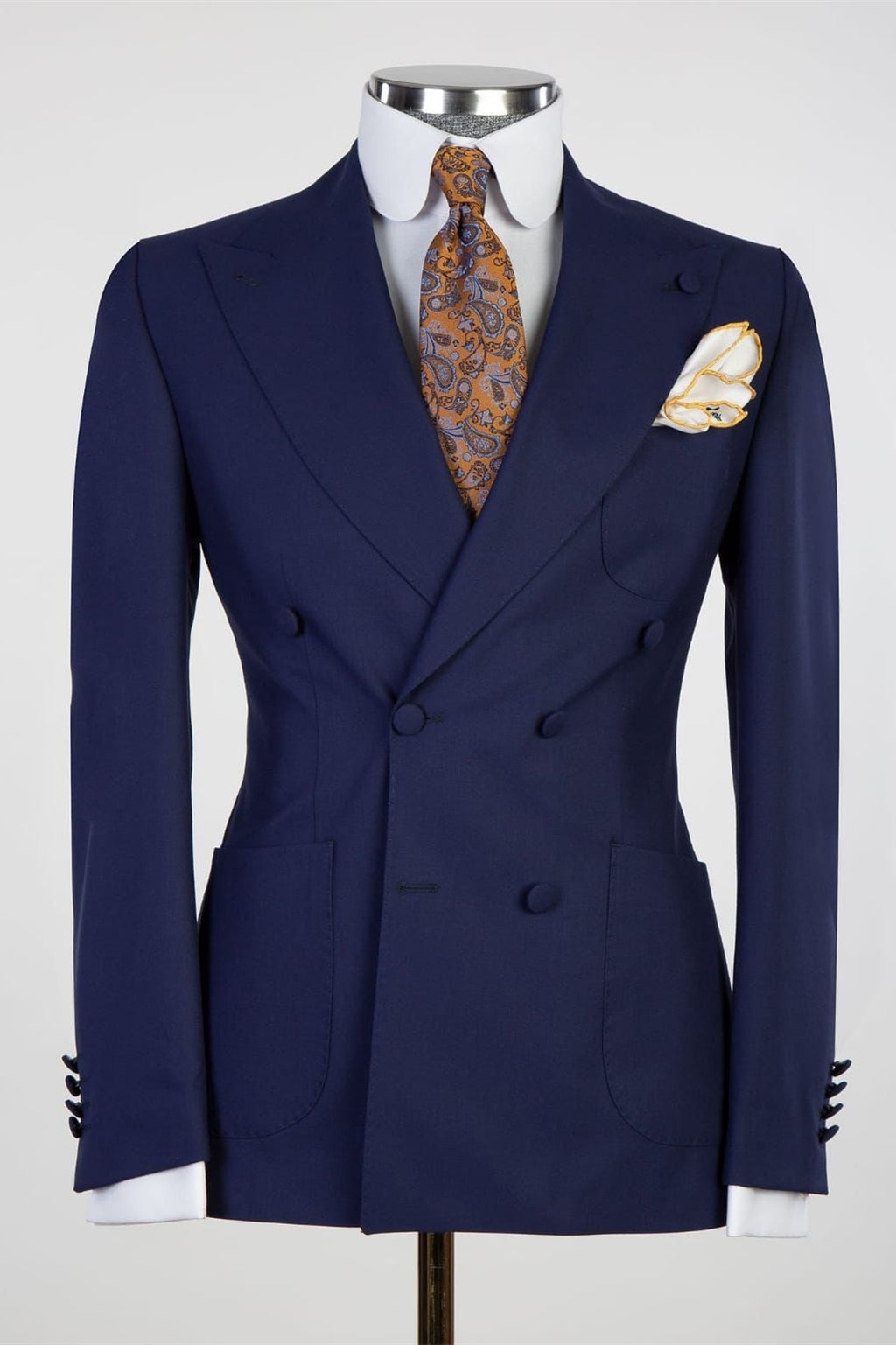 Slim Fit Navy Blue Double Breasted Formal Men Suits