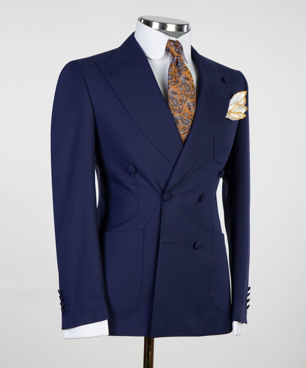 Slim Fit Navy Blue Double Breasted Formal Men Suits