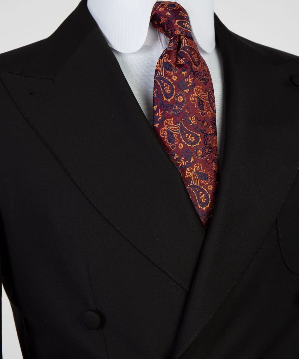 Classic Black Peaked Lapel Double Breasted Business Suits