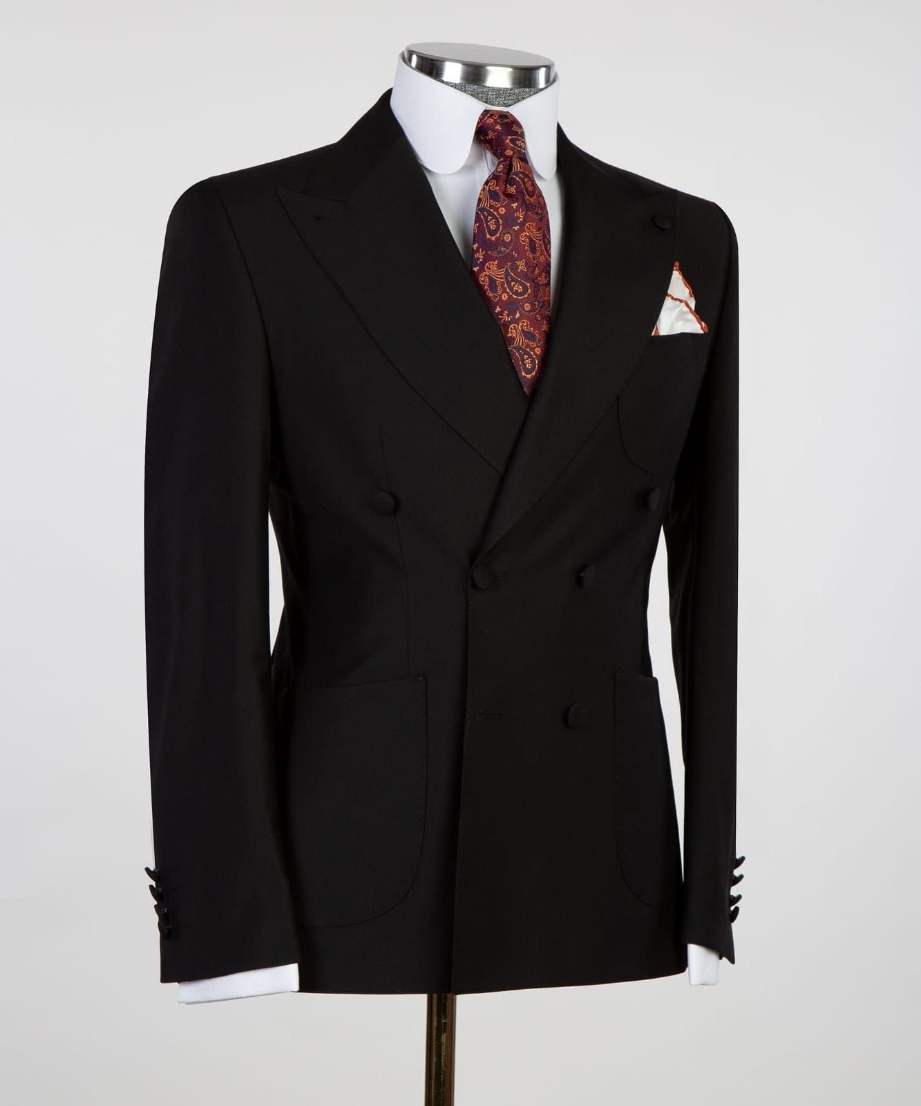 Classic Black Peaked Lapel Double Breasted Business Suits