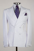 Chic White Peaked Lapel Double Breasted Men Suits