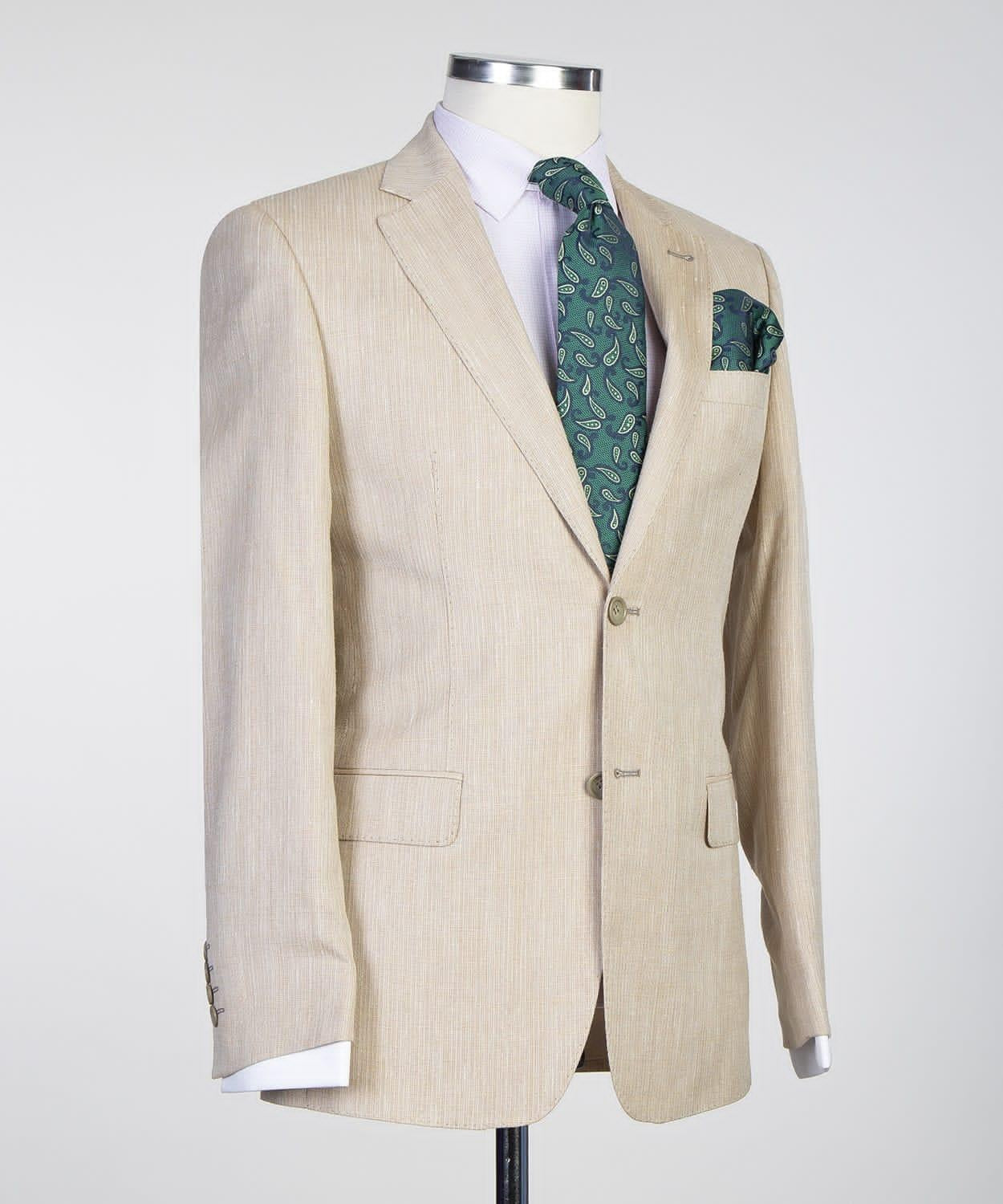 Simple Beige Two Pieces Fashion Notched Lapel Men Suits