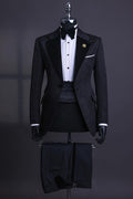Fashion Black Jacquard Notched Lapel Slim Fit Prom Suits