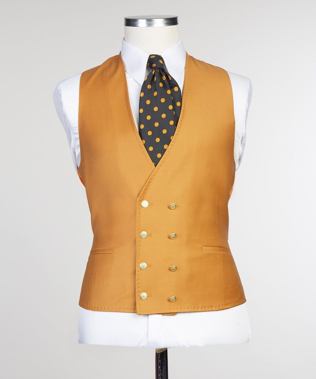 Elegant Light Brown Three Pieces Peaked Lapel Prom Suits With Waistcoat