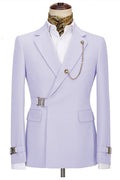 Bespoke Light Purple Notched Lapel Prom Suits With Metal Buckle