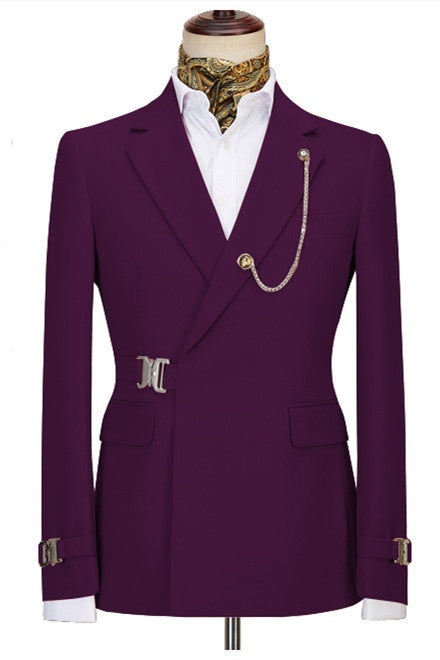 Popular Dark Purple Best Fitted Notched Lapel Prom Men Suits