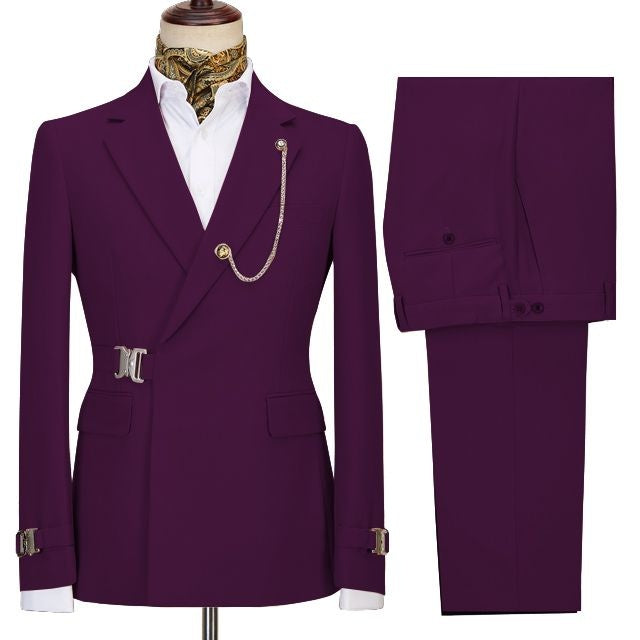 Popular Dark Purple Best Fitted Notched Lapel Prom Men Suits