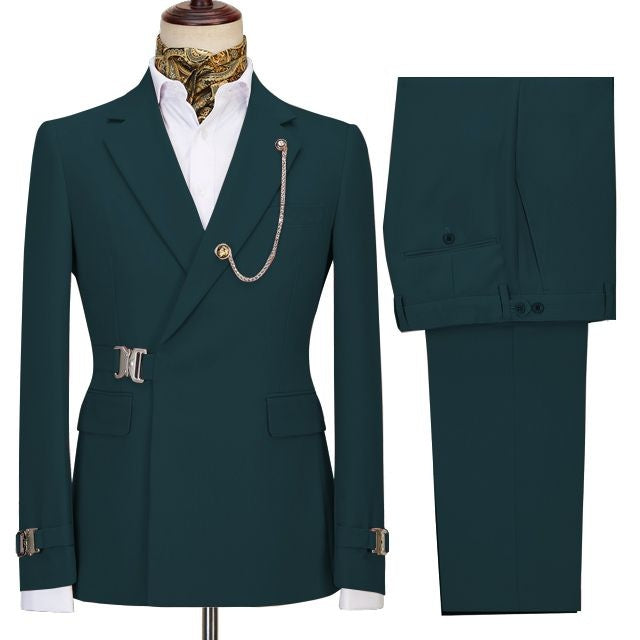 New Arrival Dark Green Two Pieces Notched Lapel Prom Men Suits