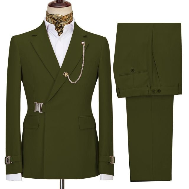 Fancy Green Two Pieces Notched Lapel Prom Men Suits