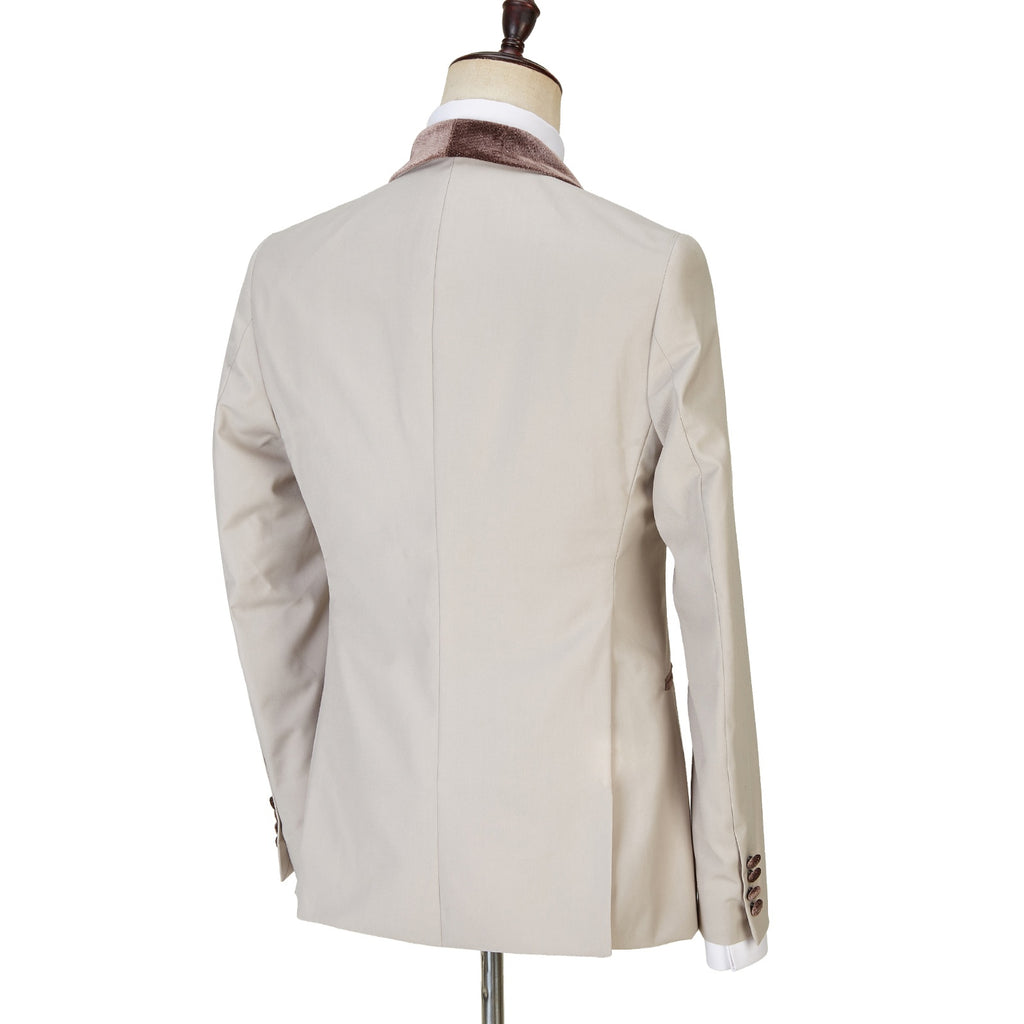 Generous Light Champagne Three Pieces Men Suits With Brown Velvet Lapel