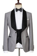 Classic Gray Three Pieces Shawl Lapel Men's Business Suits