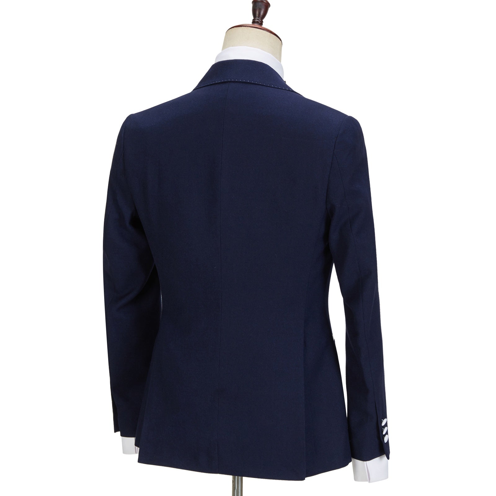 Stylish Navy Blue Peaked Lapel Slim Fit Three Pieces Men suits