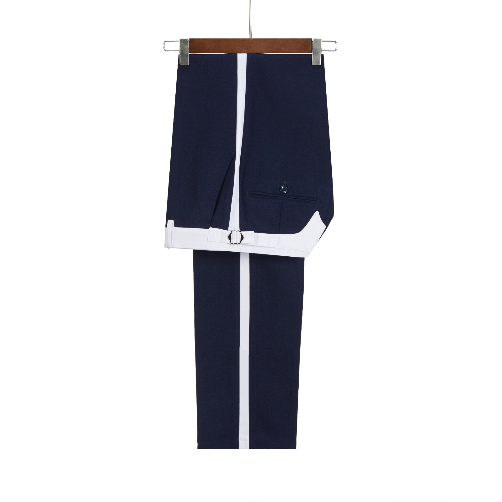 Stylish Navy Blue Peaked Lapel Slim Fit Three Pieces Men suits