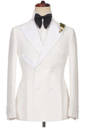 Fancy Off-white Double Breasted Peaked Lapel Prom Suits