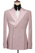 Beautiful Dusty Pink Double Breasted Peaked Lapel Prom Suits