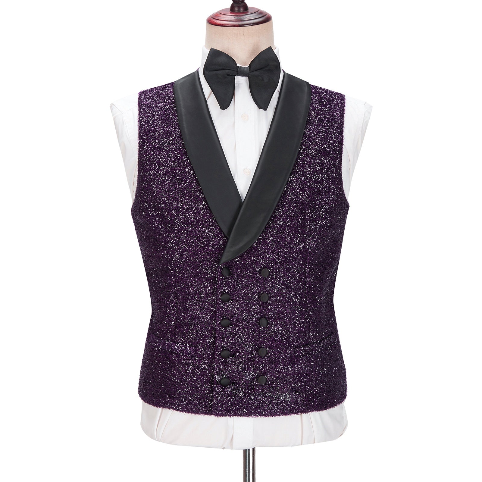 Exquisite Dark Purple Three Pieces Sequins Prom Suits