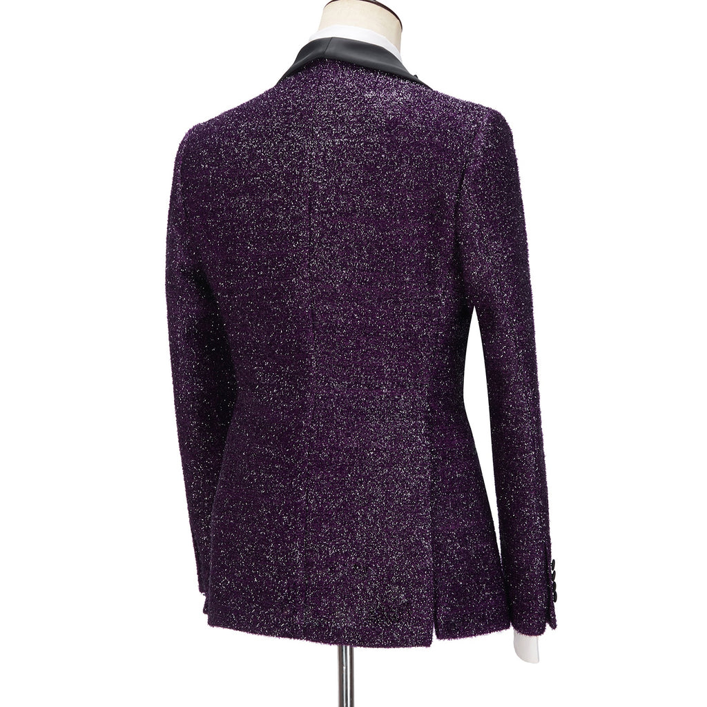 Exquisite Dark Purple Three Pieces Sequins Prom Suits