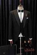 Honorable Black 3 Pieces Prom Suits With Beadings Lapel