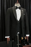 Classical Black Three Pieces Shawl Lapel Wedding Suits