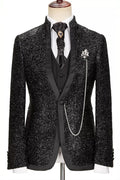 Elegant Black Sequins Three Pieces Stand-up Collar Prom Suits