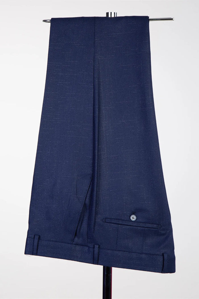 Gentle Navy Blue Slim Fit Shawl Lapel Prom Suits For Men