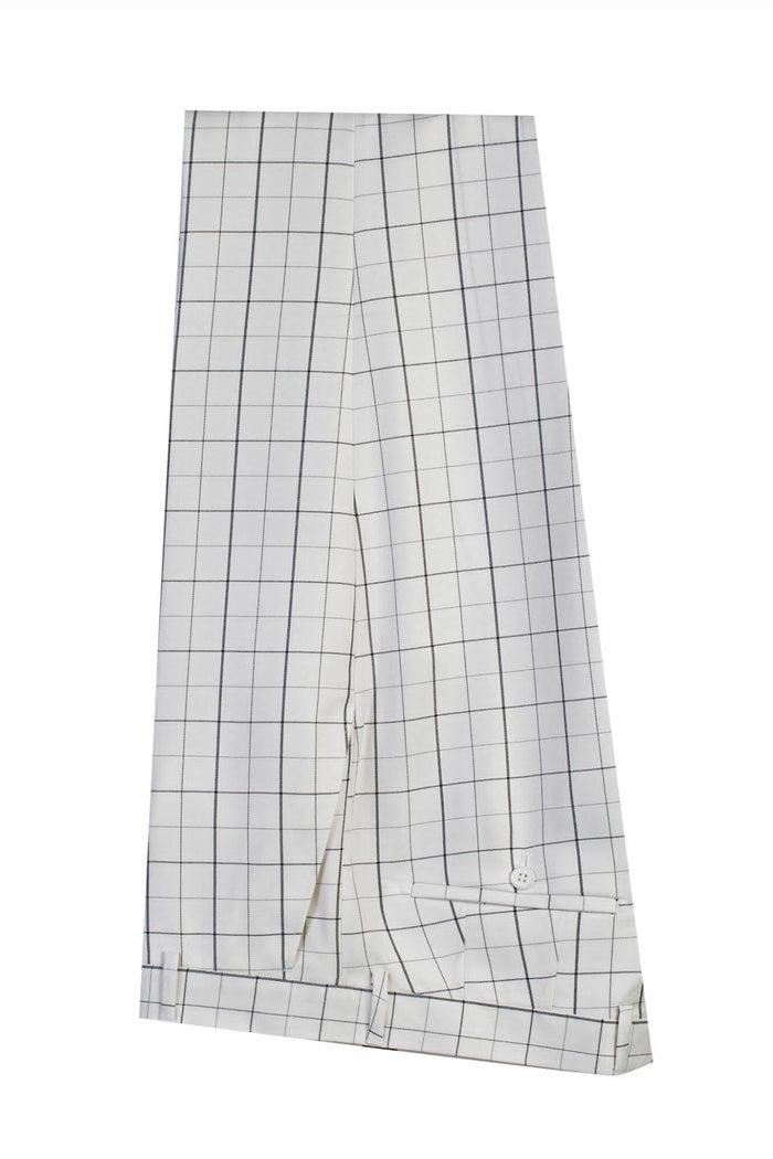 Classy White Double Breasted Plaid Peaked Lapel Business Suits