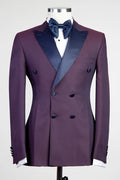 Charming Purple Double Breasted Peaked Lapel Prom Suits
