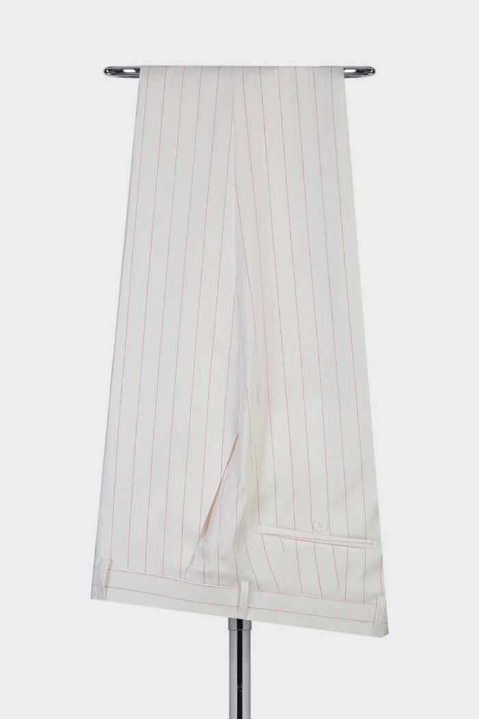 Fancy White Double Breasted Red Pinstriped Men Suits