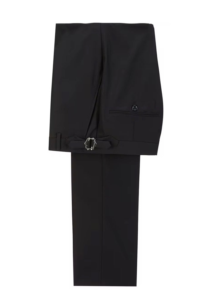 Trendy Black Double Breasted Shawl Lapel Close Fitting Prom Suits