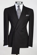 Slim Fit Black Peaked Lapel Double Breasted Prom Suits