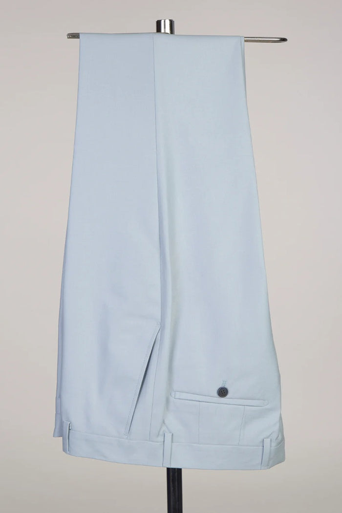 Generous Sky Blue Peaked Lapel Double Breasted Prom Suits