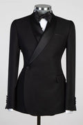 Formal Black Close Fitting Shawl Lapel Wedding Men Suits
