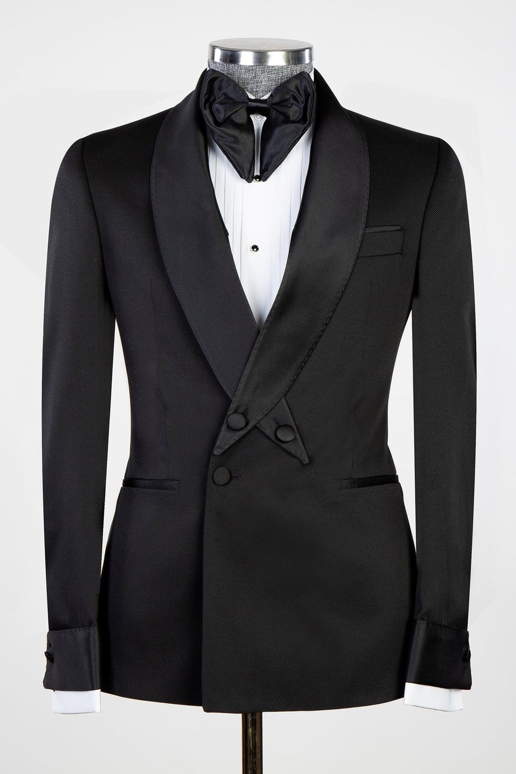 Fashion Black Designed Staggered Shawl Lapel Men's Suit for Wedding