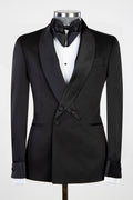 Fashion Black Designed Staggered Shawl Lapel Men's Suit for Wedding