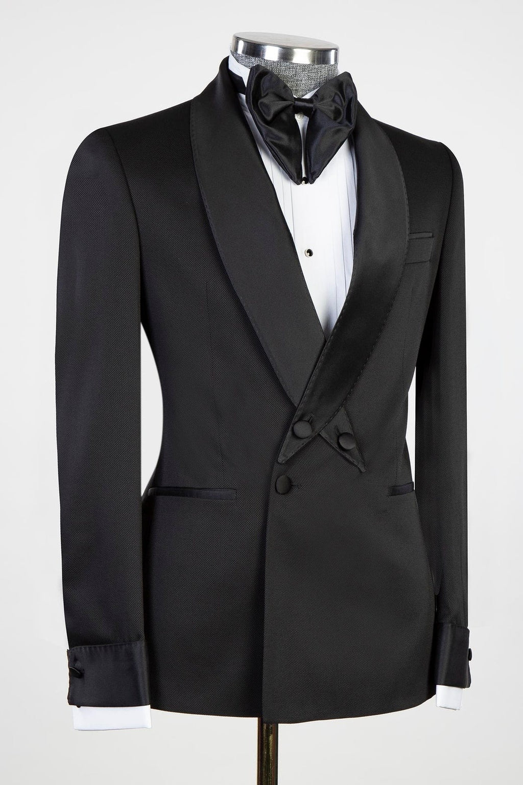 Fashion Black Designed Staggered Shawl Lapel Men's Suit for Wedding