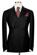 Formal Black Double Breasted Best Fitted Men's Business Suits