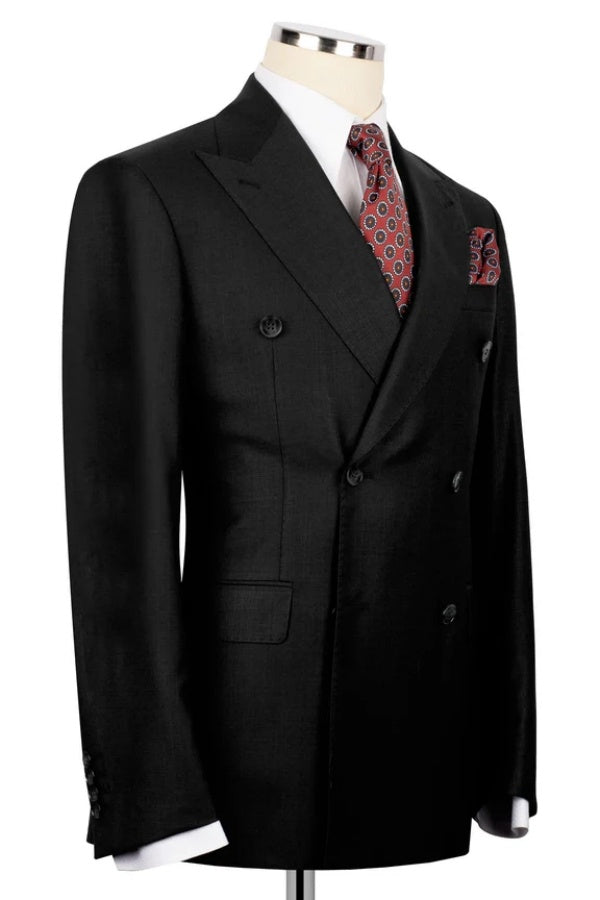 Formal Black Double Breasted Best Fitted Men's Business Suits