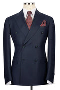 Modern Dark Navy Double Breasted Business Suits For Men