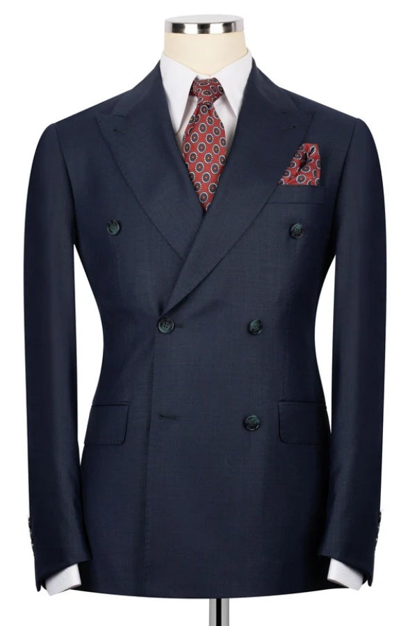 Modern Dark Navy Double Breasted Business Suits For Men
