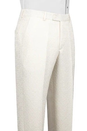 Cool Off-white Jacquard Notched Lapel Prom Suits With Crossover Satin Panel